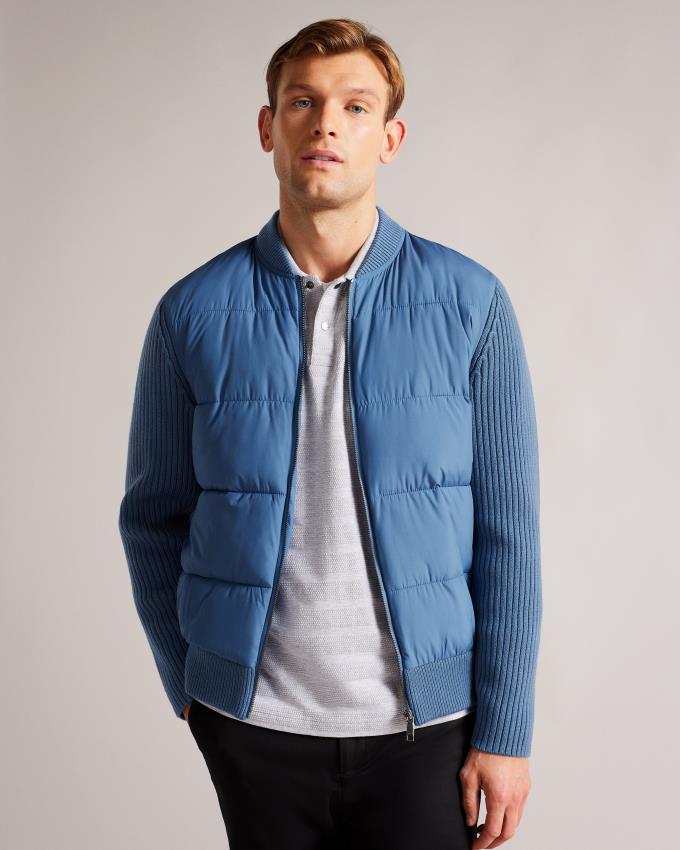 Veste Ted Baker Long Sleeve Wadded Zip Through Bleu Homme | OAU-35027152